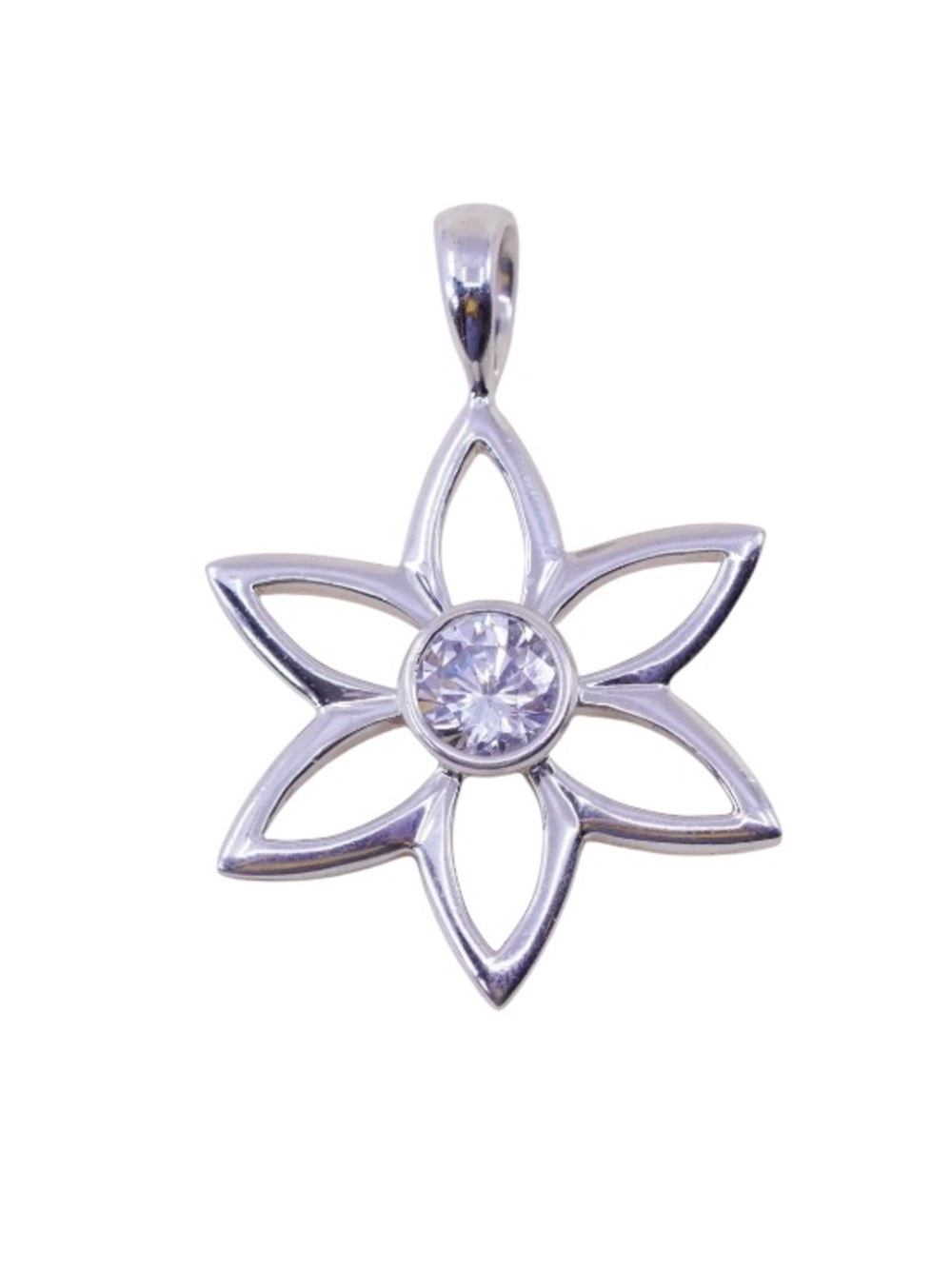 Silpada sterling Silver Flower Pendant with Clear Crystal